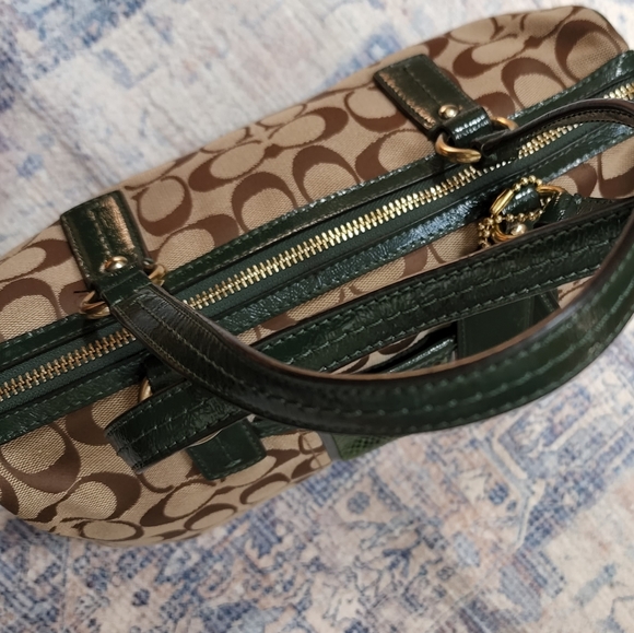 Coach Signature Python Stripe Satchel - Picture 10 of 16